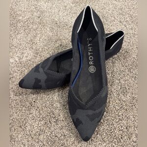 Rothy’s The Point Black Gray Camo Pointed Toe Flats - RARE RETIRED